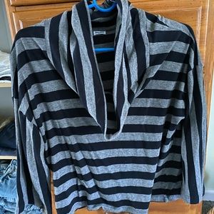Splendid Gray and Black Striped Top
